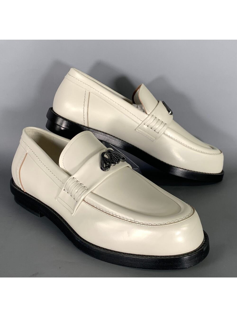 ALEXANDER MCQUEEN Size 10 White Ivory Leather Slip On Loafers